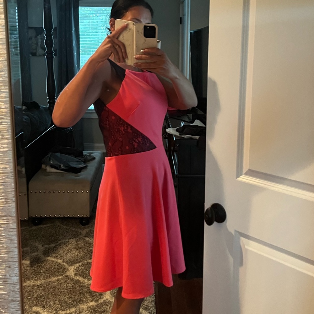 Betsey Johnson Orange and Black Lace Dress